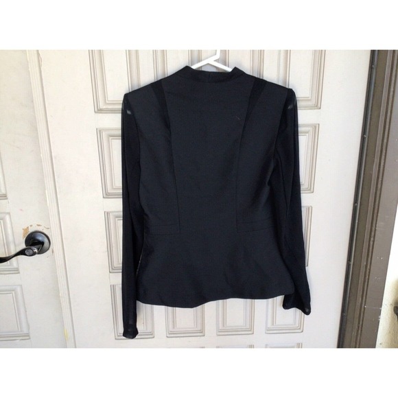 Forever 21 Jacket SzS Black Button Sheer Sleeves Long V Neck Pre-Owned - Picture 7 of 10